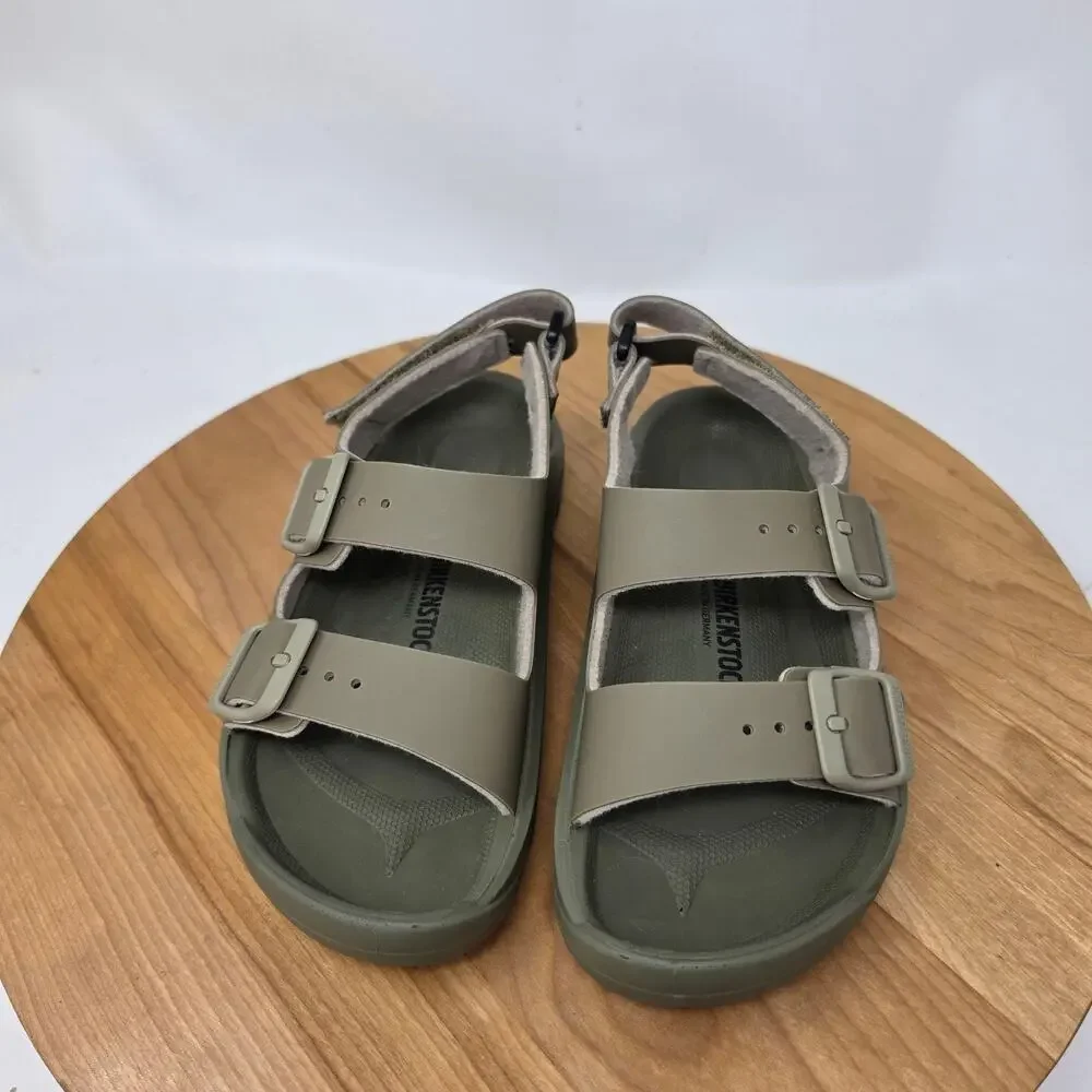 Birkenstock Sandals Youth 2 Mogami Birko Flor Hook Loop Strappy Green Summer